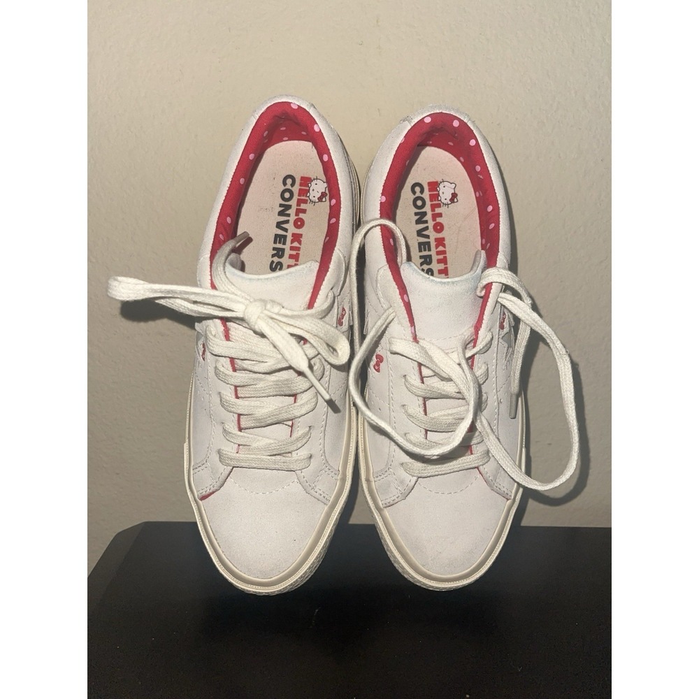 Converse x Hello Kitty One Star Suede Low Sneakers Shoes White Women's Size 7 - Picture 6 of 8